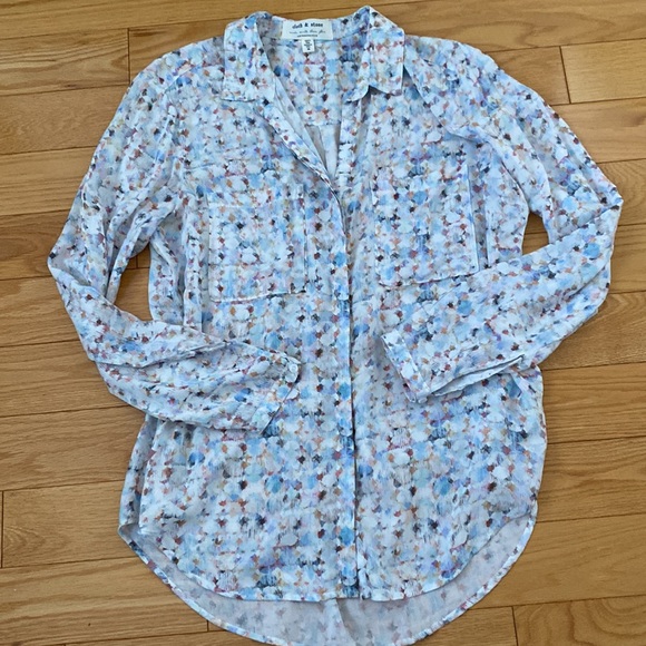 Anthropologie Cloth & Stone Watercolor Relaxed Buttondown Shirt M - Picture 11 of 11